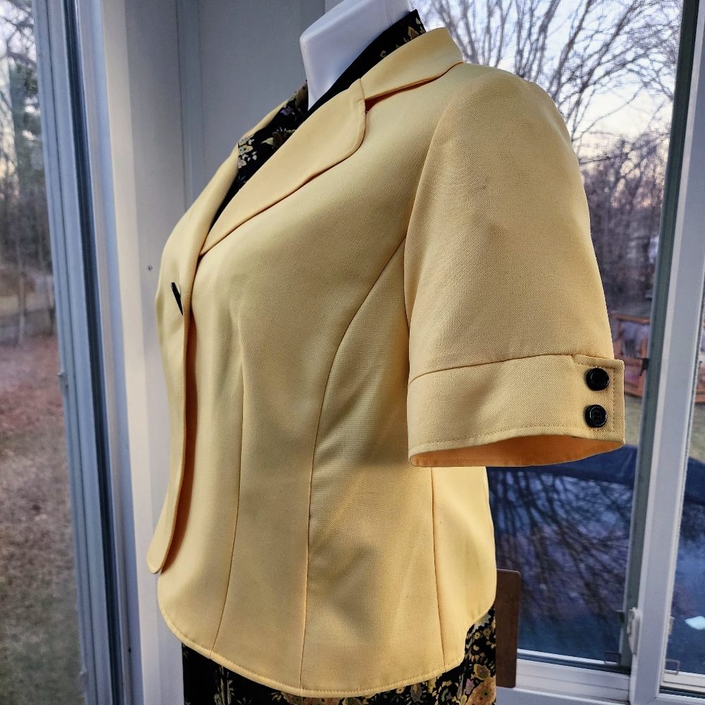 Studio 1 Black Yellow Paisley Sleeveless Dress & Short Sleeve Jacket 2 Piece Set - Picture 6 of 16
